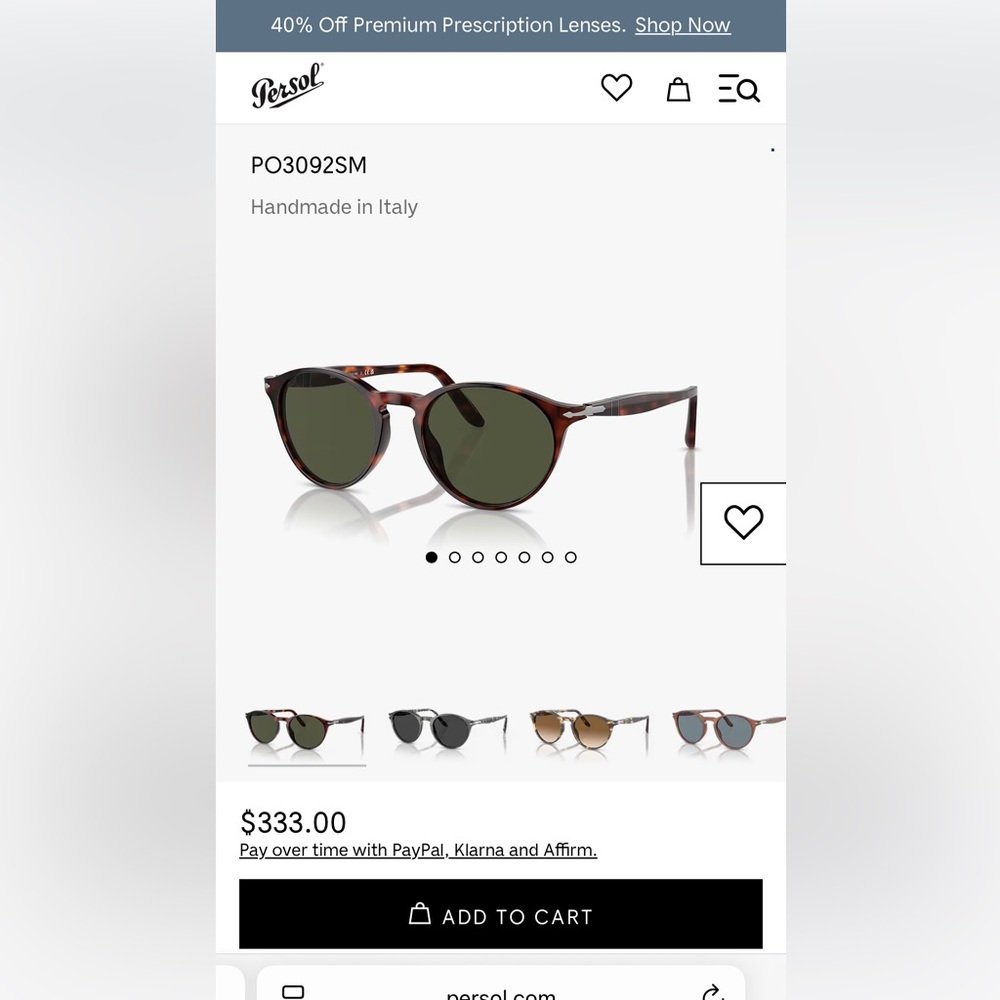 Persol Tortoise Shell Sunglasses with Black Case